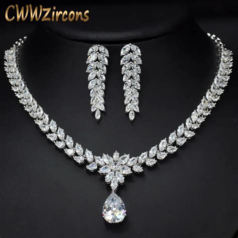 Aliexpress.com : Buy CWWZircons Luxury Bridal Costume Jewelry Big Teardrop Zirconia Necklace And ...