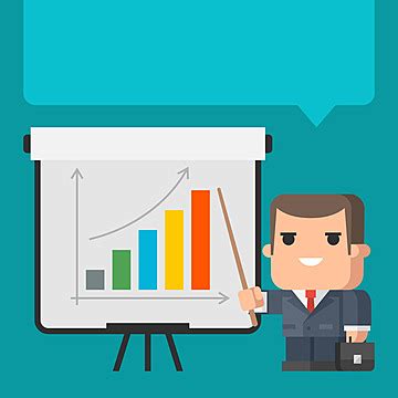 Business Concept Businessman Points On Flip Chart Drawing Flat Cartoon ...