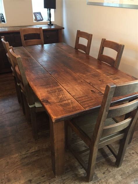 Solid Wood Dining Table & 6 Chairs, Dark Stain | in Whitefield, Manchester | Gumtree