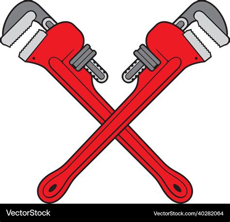 Crossed plumber pipe wrench Royalty Free Vector Image