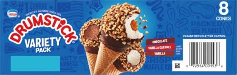 Nestle Drumstick Chocolate/Vanilla Caramel/Vanilla Frozen Dairy Dessert Cones Variety Pack, 8 ...