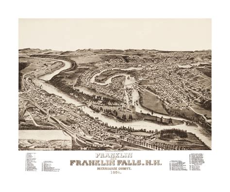 Amazing vintage map of Franklin New Hampshire from 1884 - KNOWOL