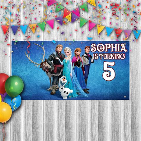 Personalized Frozen Birthday Banner Weatherproofing - Cuztom Threadz | Frozen birthday banner ...