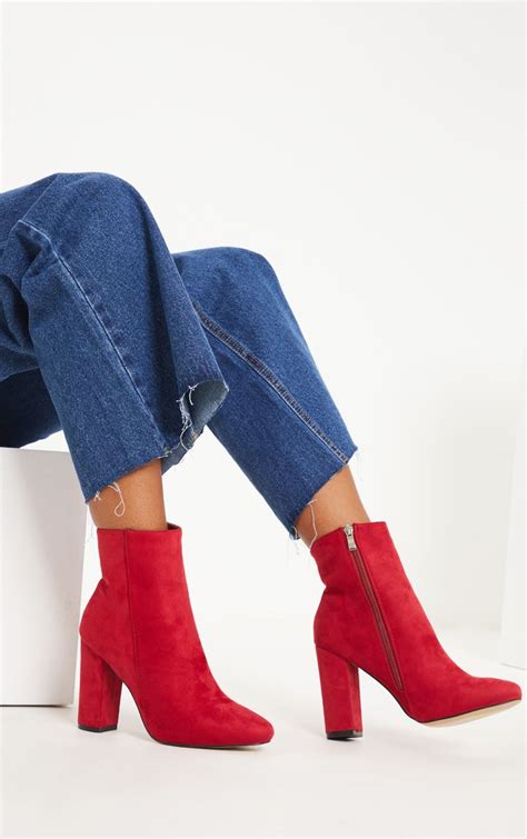 Pin by Cat on Shoes | Red ankle boots, Boots, Suede ankle boots