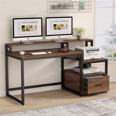Tribesigns Computer Desk with File Drawer and Storage Shelves, 59 inch ...
