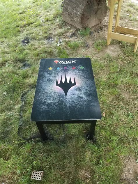 A table i made from wood and an old Magic The Gathering Standee | Magic ...