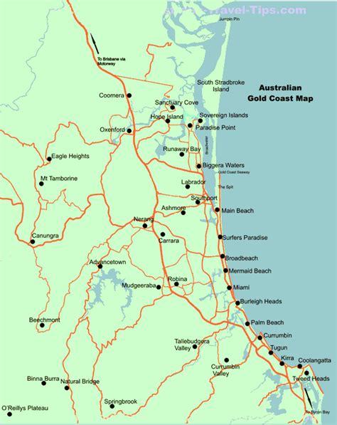 Map Of The Gold Coast Cairns Queensland, Gold Coast Australia, Sunshine ...