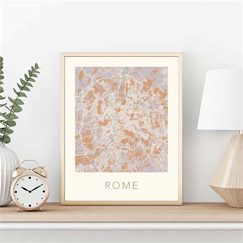 Rome Map Rome Print Rome Poster Rome Art Rome Rome Street | Etsy