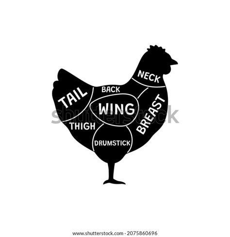 Cut Meat Chicken Silhouette Bird Contour Stock Vector (Royalty Free ...