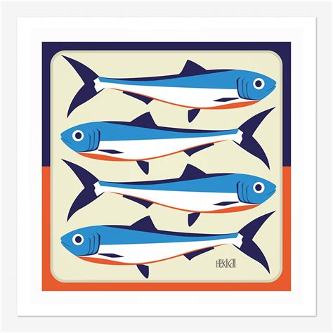 Sardines | Hekikaii Illustrations | Dessin pecheur, Peinture nautique, Art de poissons