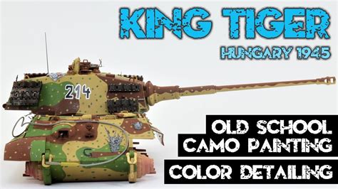 Old school King Tiger camo painting and color detailing tutorial, Meng TS-031, 1/35 scale - YouTube