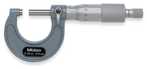 MITUTOYO Mechanical Outside Micrometer, Range 0 to 25mm, Mechanical ...