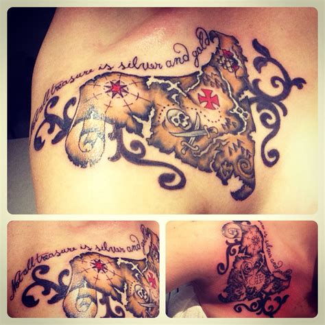 My new tattoo! Treasure map, pirates of the Caribbean jack sparrow ...