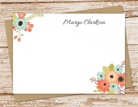 Personalized Note Card Set . FLORAL BUNCH . Botanical Notecards ...