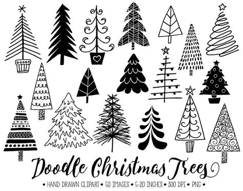 Doodle Christmas Tree Clip Art. Hand Drawn Christmas Tree | Etsy