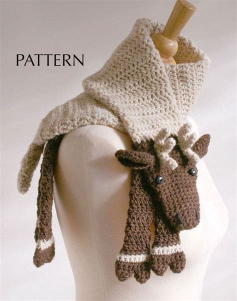 Digital PDF Crochet Pattern for Reindeer Scarf DIY Fashion Tutorial ...