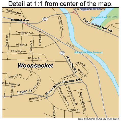 Woonsocket Rhode Island Street Map 4480780