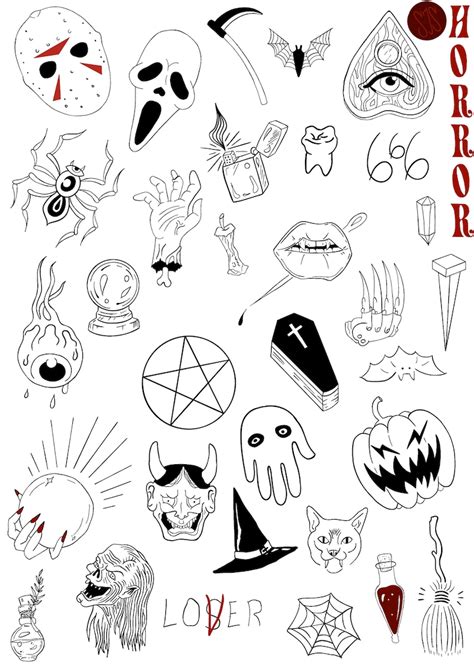 Horror/halloween Tattoo Flash Sheet - Etsy