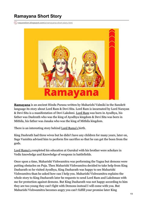 Ramayana Short Story by Prashant Sherigara - Issuu