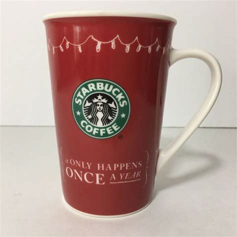 Starbucks 2005 Christmas Mug 12 oz. Red with White Silhouette Green ...