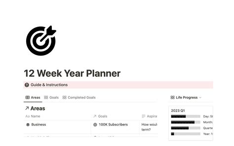 12 Week Year Notion Template