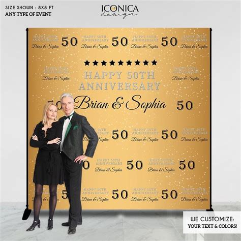 50th Anniversary Party Decor, Gold and Black Backdrop,50th Anniversary | Anniversary banner ...