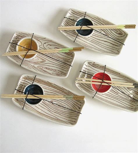 Wood Grain Ceramic Sushi Set | Sushi set, Ceramics, Ceramic tableware