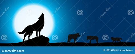 Wolf howling banner 03 stock vector. Illustration of graphic - 138159963