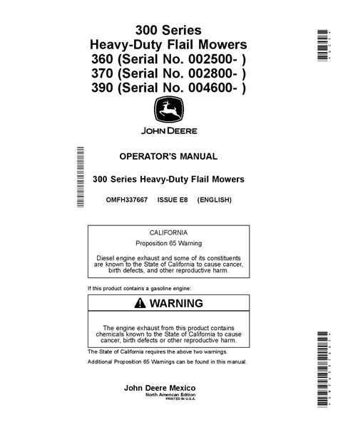 John Deere 300 Series Heavy-Duty Flail Mowers 360, 370 & 390 OMFH337667 ...