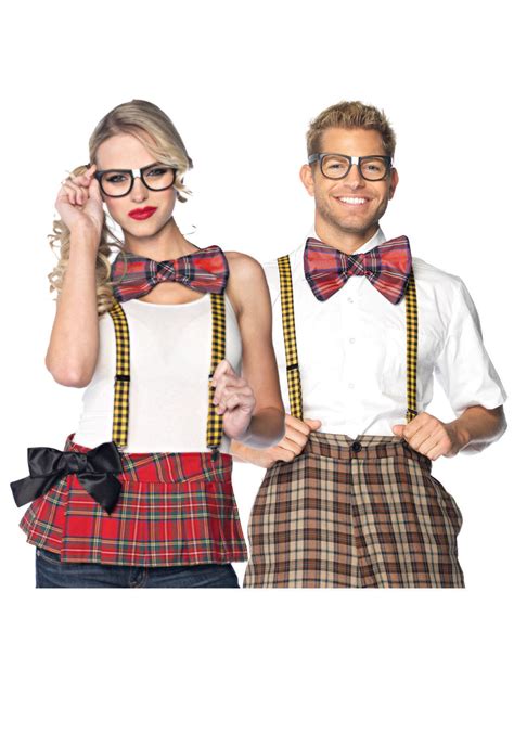 Nerd Costume Kit Includes Suspenders, Bow Tie and Glasses Unisex | eBay