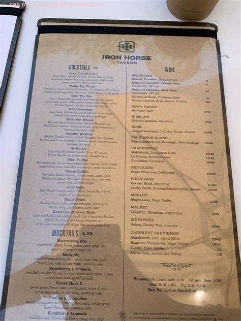 Menu at Iron Horse Tavern pub & bar, Sacramento, 15th St