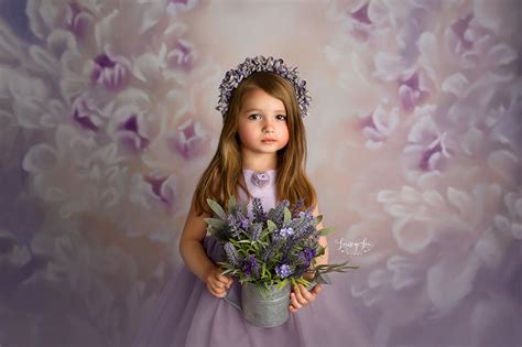 Purple Floral Painted Fine Art Photography Backdrop Violette