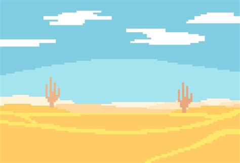 Premium Vector | Vector pixel art sunny desert background illustration landscape