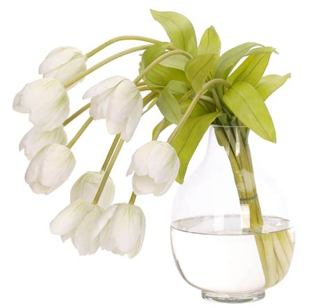 Tulip, White, Glass VaseFaux Watergarden, 15" | NDI