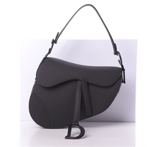 CHRISTIAN DIOR Ultra Matte Calfskin Saddle Bag Black 696411 | FASHIONPHILE