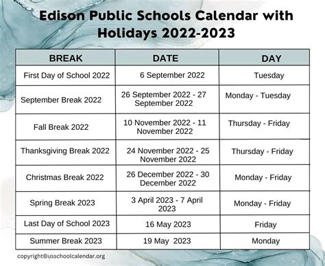 Edison School Calendar 2024-25 - Sandi Madella