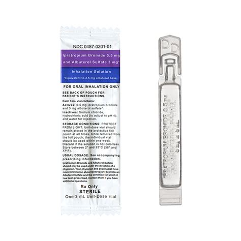 Ipratropium Bromide 0.5mg and Albuterol Sulfate 3mg (Generic for DuoNeb ...