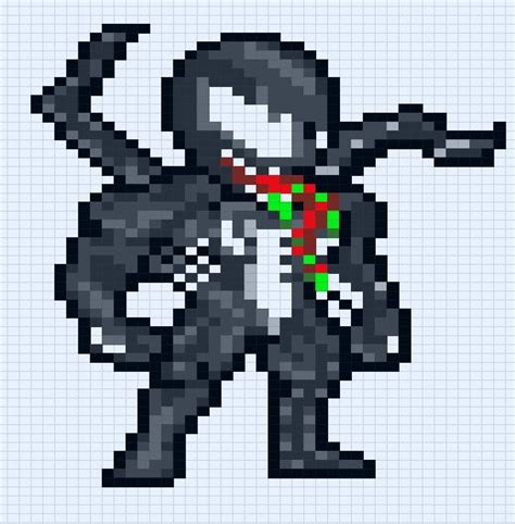 Venom Pixel Art | Spiderman pixel art, Pixel art, Pixel art pattern