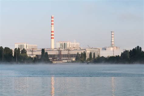 Kursk Nuclear Power Plant Reflected in a Calm Water Surface. Stock ...
