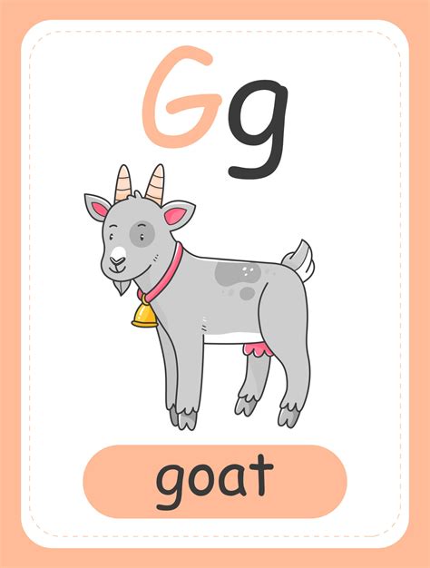 Alphabet card for children with the letter G and a goat. Educational ...