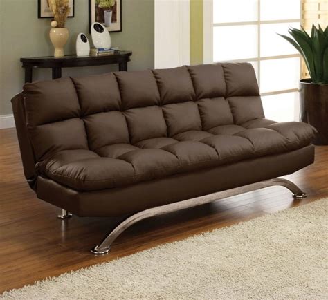 CM2906DK Dark Brown Leatherette Futon Sofa Bed - Luchy Amor Furniture