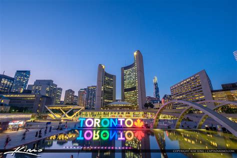 Toronto Canada Ontario Night Time with City Lights | Royal Stock Photo