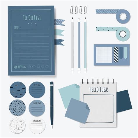 Blue stationery planner vector set | Premium Vector - rawpixel