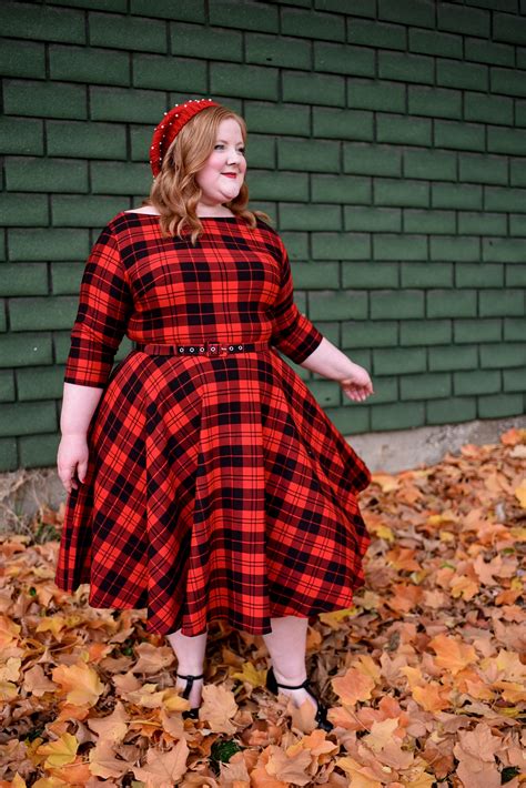 The Perfect Red Plaid Dress: the plus size Devon Swing Dress from Unique Vintage styled for ...