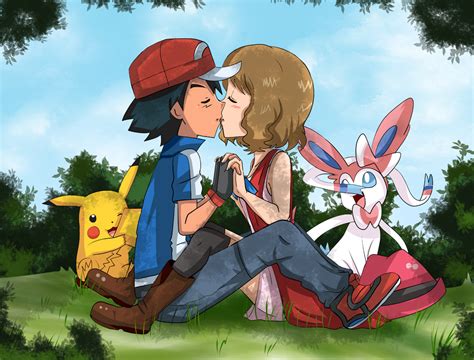 amourshipping ready to kiss by hikariangelove Pokemon Xy Ash, Pokemon Ash Ketchum, Pokemon Ash ...