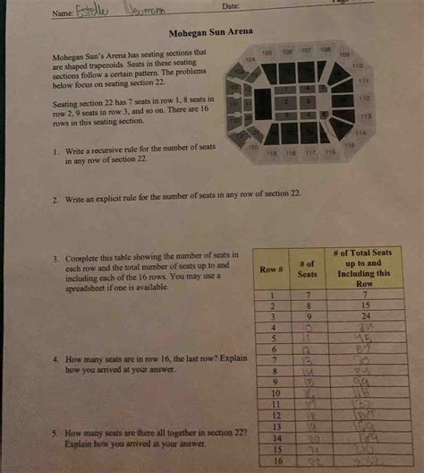 Date: Name: Mohegan Sun Arena Mohegan Sun’s Arena has seating sections ...