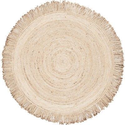 a round rug with fringes is shown on a white background