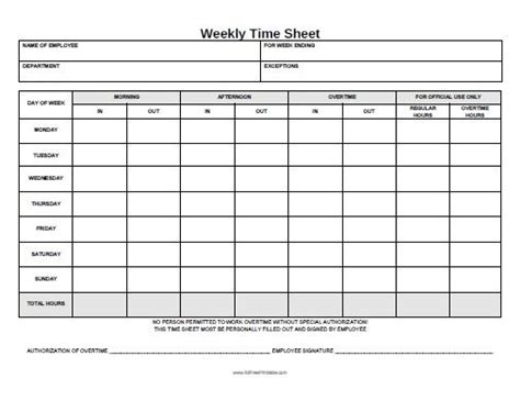 Weekly Time Sheet - Free Printable | Templates printable free, Timesheet template, Time sheet ...