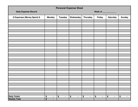 Expense Record Template Database