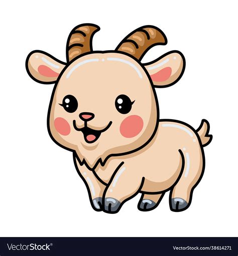 Cute baby goat cartoon walking Royalty Free Vector Image